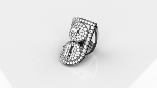Fool&Cool Ring Black White Diamond Loghi Bianchi