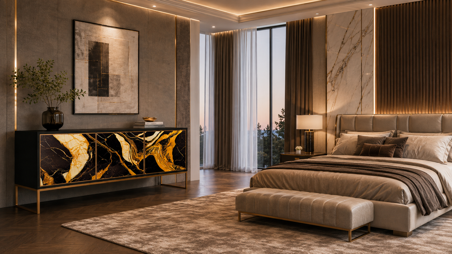 Низкий буфет с 3 дверцами Dark Marble