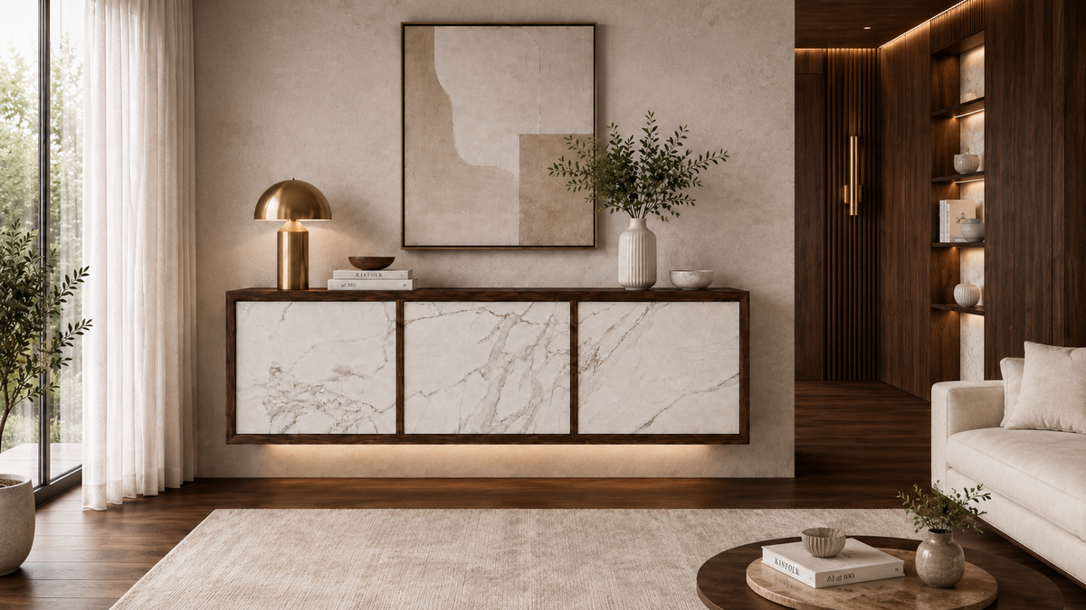 Low Sideboard 3 Doors Marble