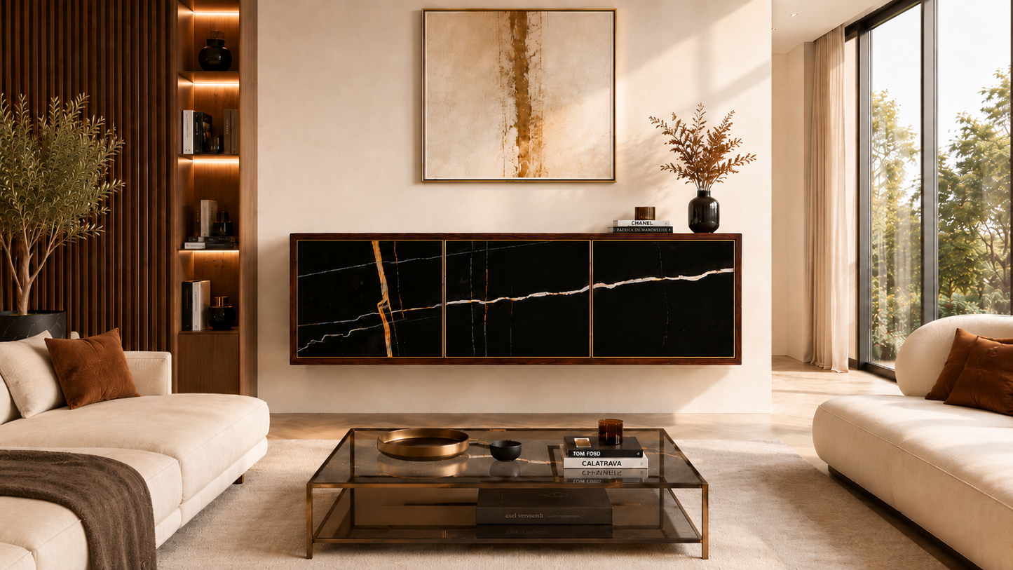 Low Sideboard 3 Doors Noir Wenge